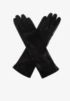 Alexander Mcqueen Embossed-logo Leather Gloves In Black