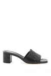 Alexander Mcqueen Black Slip-on Sandals With Embossed Logo In Padded Leather Woman