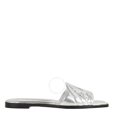 ALEXANDER MCQUEEN ALEXANDER MCQUEEN EMBOSSED SEAL LEATHER SLIDES