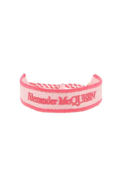 Alexander Mcqueen Embroidered Bracelet In Pink