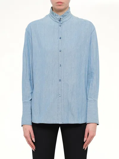 Alexander Mcqueen Embroidered Chambre Shirt In Blue