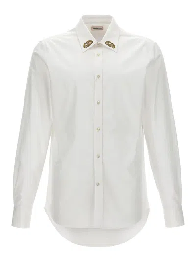 Alexander Mcqueen Embroidered Collar Shirt In White