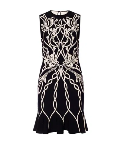 Alexander Mcqueen Embroidered Dress In Black