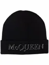 Alexander Mcqueen Wool And Cashmere Hat With Logo In Black