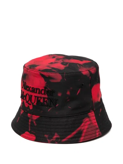 Alexander Mcqueen Embroidered Logo Bucket Hat In Black