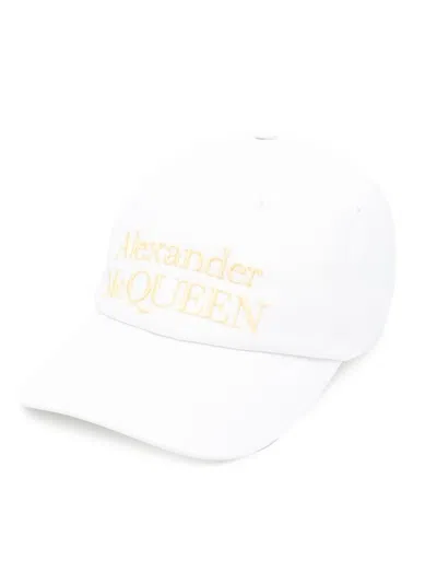 Alexander Mcqueen Embroidered-logo Cotton Cap In Weiss