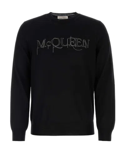 ALEXANDER MCQUEEN ALEXANDER MCQUEEN LOGO EMBELLISHED CREWNECK JUMPER