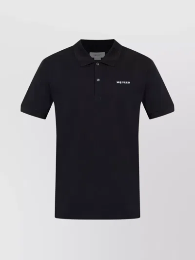 ALEXANDER MCQUEEN EMBROIDERED LOGO COTTON PIQUÉ POLO