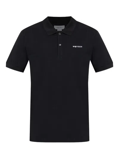ALEXANDER MCQUEEN ALEXANDER MCQUEEN EMBROIDERED LOGO COTTON PIQUÉ POLO SHIRT
