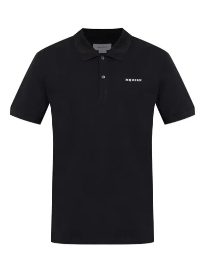 ALEXANDER MCQUEEN ALEXANDER MCQUEEN EMBROIDERED LOGO COTTON PIQUE POLO SHIRT CLOTHING