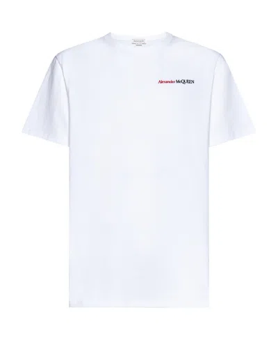 Alexander Mcqueen Embroidered-logo Cotton T-shirt In White