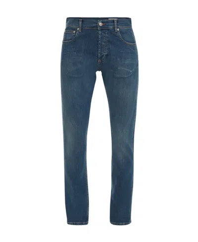 Alexander Mcqueen Embroidered-logo Detail Jeans In Blue