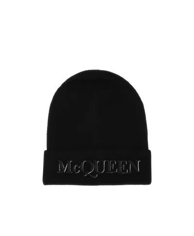ALEXANDER MCQUEEN ALEXANDER MCQUEEN LOGO EMBROIDERED TURN-UP BRIM BEANIE