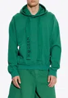 Alexander Mcqueen Embroidered Logo Hooded Sweatshirt In Green