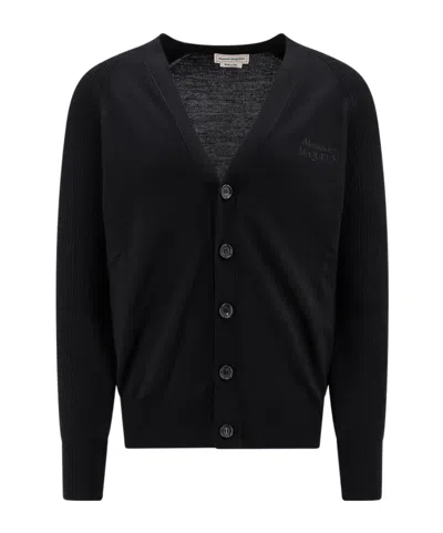 ALEXANDER MCQUEEN ALEXANDER MCQUEEN BUTTONED LOGO EMBROIDERED CARDIGAN