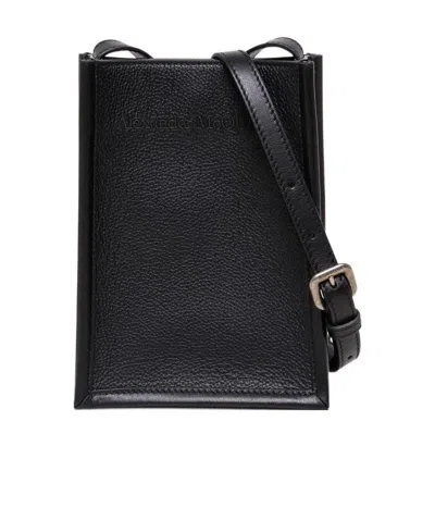 Alexander Mcqueen Embroidered Logo Messenger Bag In Black