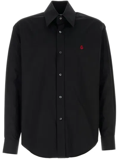 Alexander Mcqueen Embroidered Logo Shirt In Black
