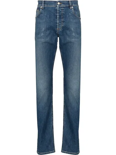 ALEXANDER MCQUEEN EMBROIDERED-LOGO STRAIGHT-LEG JEANS