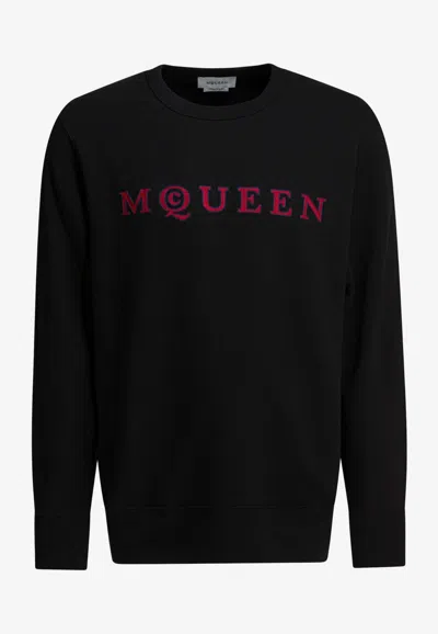 Alexander Mcqueen Embroidered Logo Sweatshirt In Black