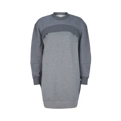 Pre-owned Alexander Mcqueen Embroidered Logo Sweatshirt Dress 'grey Melange/multicolor' | Women's Size 40 In Gray