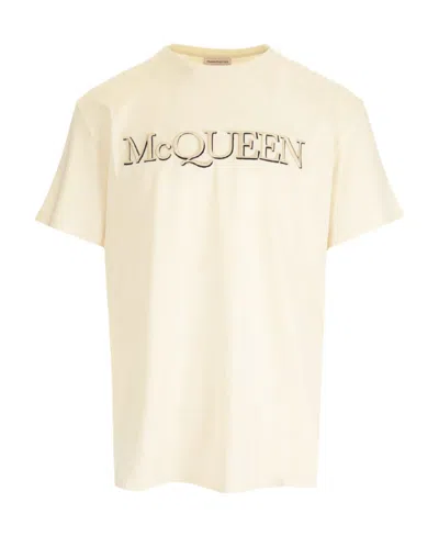 Alexander Mcqueen Embroidered Logo T-shirt In White