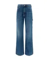 Alexander Mcqueen Embroidered-logo Wide-leg Utility Jeans In Blue