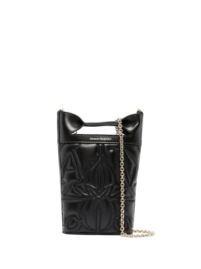 ALEXANDER MCQUEEN EMBROIDERED MINI BUCKET BAG
