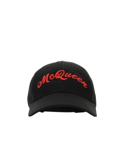 Alexander Mcqueen Embroidered Signature Baseball Cap In Black