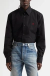 Alexander Mcqueen Embroidered Skull Button-up Shirt In Black