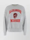 Alexander Mcqueen Embroidered Skull Motif Crew Neck Sweatshirt In White