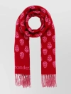 ALEXANDER MCQUEEN EMBROIDERED SKULL REVERSIBLE WOOL SCARF