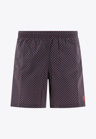 Alexander Mcqueen Embroidered Skull Swim Shorts In Black