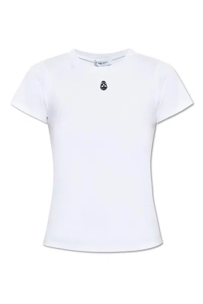 Alexander Mcqueen Skull Embroidered Regular Fit T-shirt In White