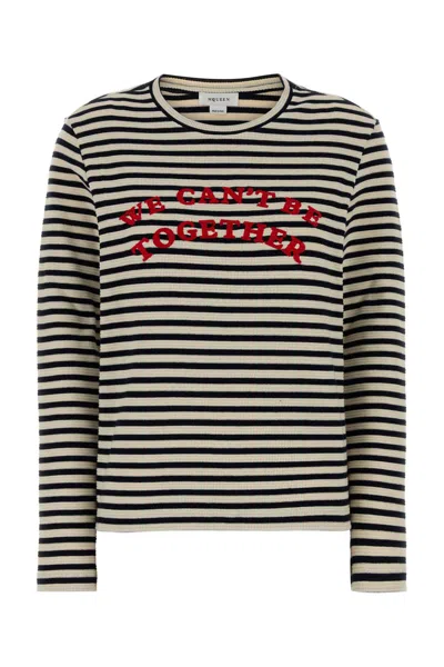 Alexander Mcqueen Embroidered Stretch Cotton T-shirt In Animal Print