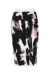 Alexander Mcqueen Embroidered Stretch Viscose Blend Skirt In 9903