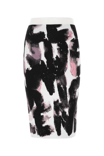 ALEXANDER MCQUEEN EMBROIDERED STRETCH VISCOSE BLEND SKIRT
