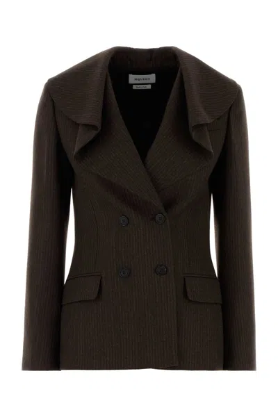 Alexander Mcqueen Embroidered Wool Blazer In Brown