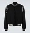 Alexander Mcqueen Embroidered Wool Bomber Jacket In Black
