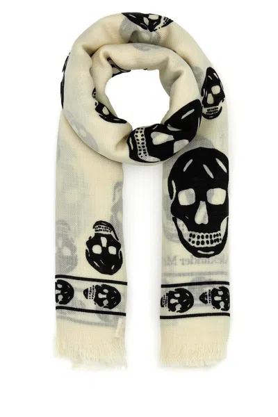 ALEXANDER MCQUEEN EMBROIDERED WOOL FOULARD