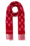 Alexander Mcqueen Reversible Skull-jacquard Wool Scarf In Welshredpsycpink