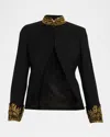 Alexander Mcqueen Embroidered Wool Stretch Gabardine Jacket In Black