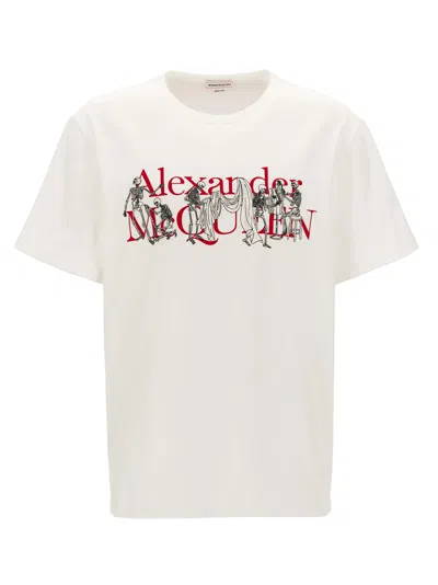 Alexander Mcqueen Embroidery Logo Print T-shirt In White