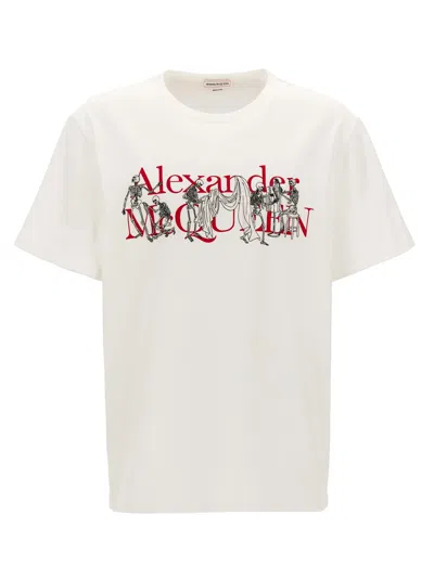 Alexander Mcqueen Embroidery Logo Print T-shirt White