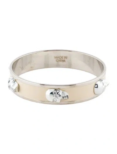 Pre-owned Alexander Mcqueen Enamel 3d Skull Bangle Bracelet, 7.75" In Multi
