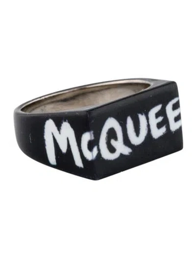 Pre-owned Alexander Mcqueen Enamel Graffiti Ring In Multi