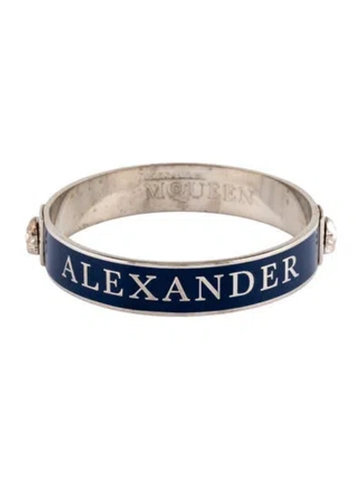 Pre-owned Alexander Mcqueen Enamel Logo Bangle Bracelet, 7.5" In Multicolor