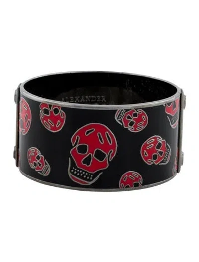 Pre-owned Alexander Mcqueen Enamel Skull Bangle, 7.75" In Multi