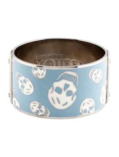 Pre-owned Alexander Mcqueen Enamel Skull Bangle Bracelet, 7" In Multi