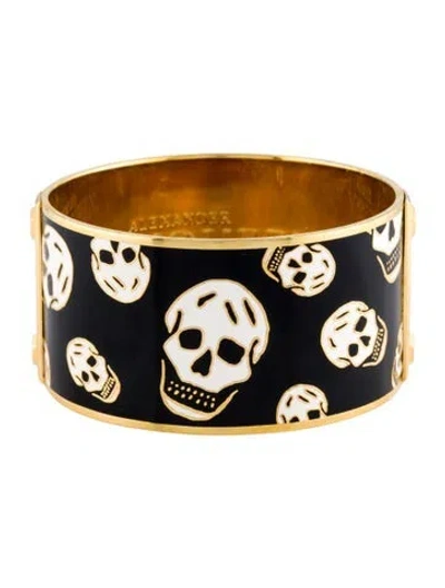 Pre-owned Alexander Mcqueen Enamel Skull Bangle Bracelet, 7.5" In Multicolor