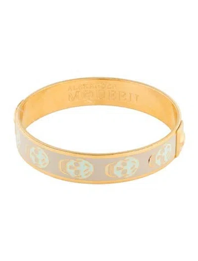 Pre-owned Alexander Mcqueen Enamel Skull Bangle Bracelet, 7.75"